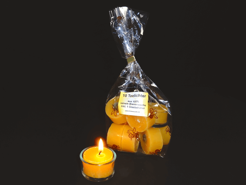 10er Set Bienenwachs Teelichtkerzen