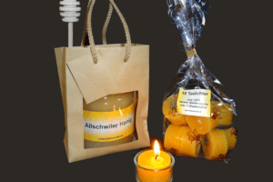 Honig und Bienenwachskerzen Geschenkset