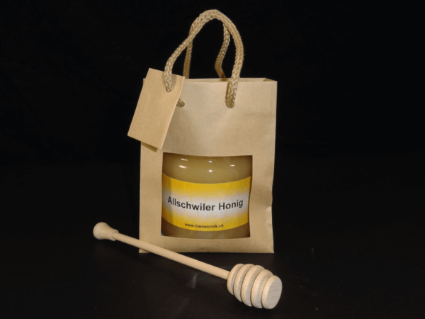 Minitragtasche mit 500gr Honig und Honiglöffel